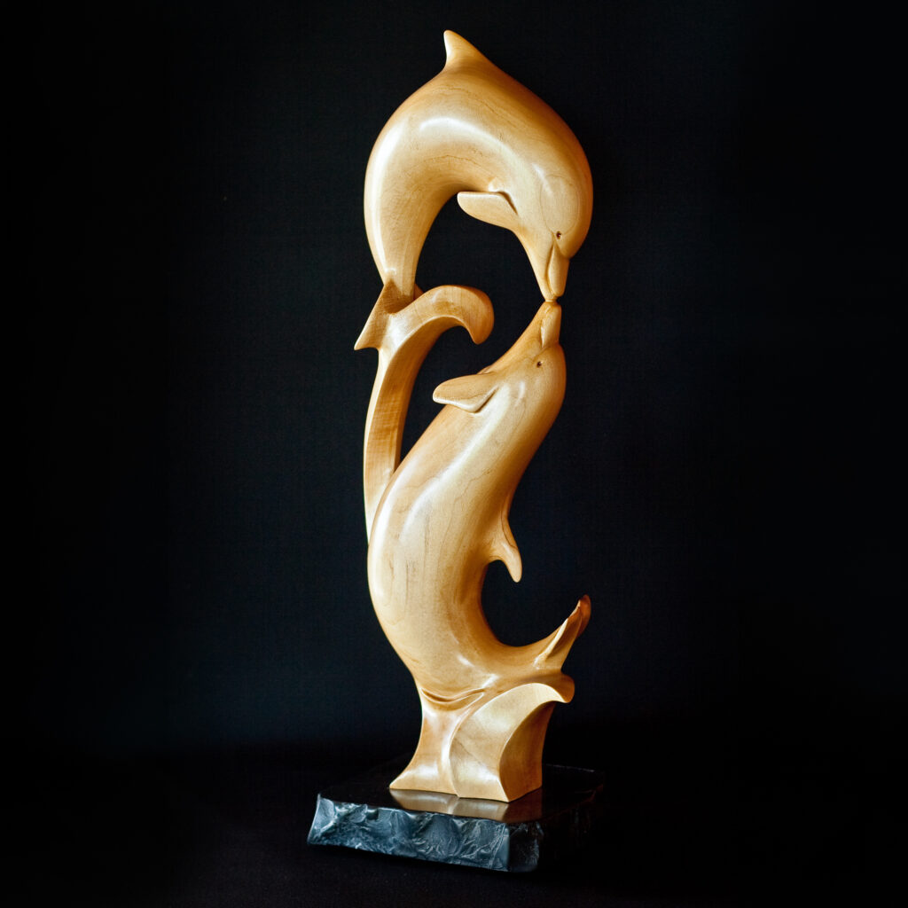 Basswood Dolphin Wood Sculpture 