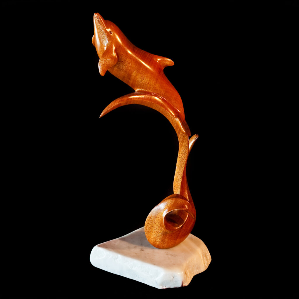 Mahogany Dolphin Wood Sculpture 
