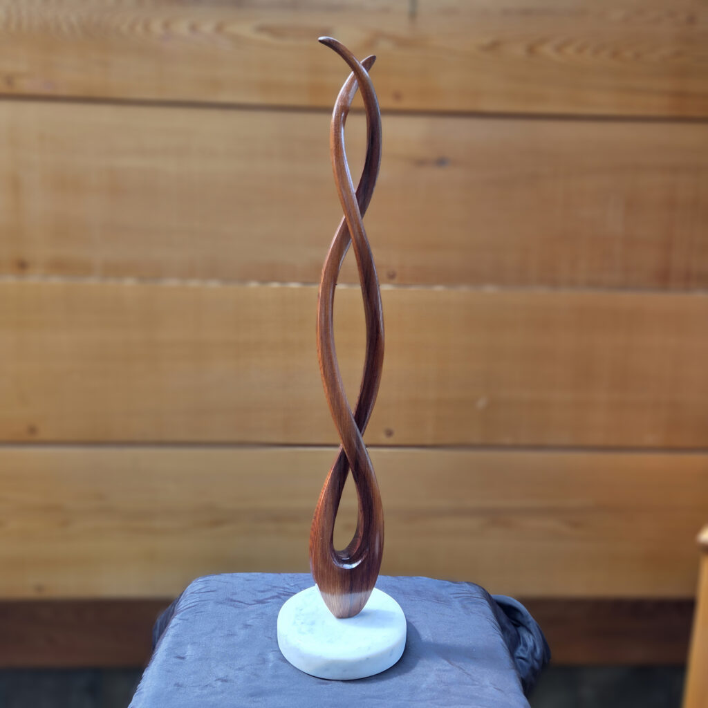 Lyrical Wood Sculptures in the Gallery, from Vancouver Island Red Cedar