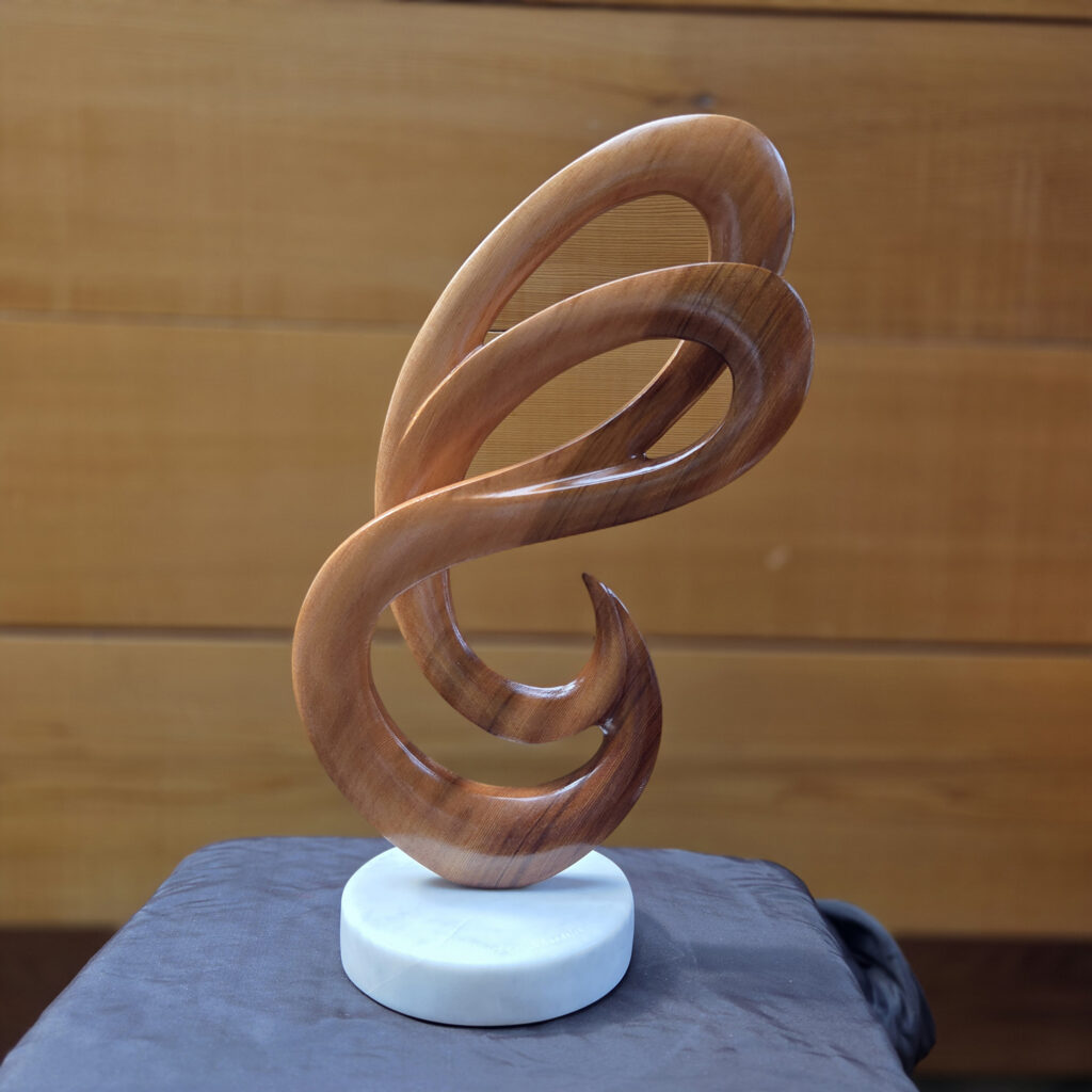 Lyrical Wood Sculptures in the Gallery, from Vancouver Island Red Cedar