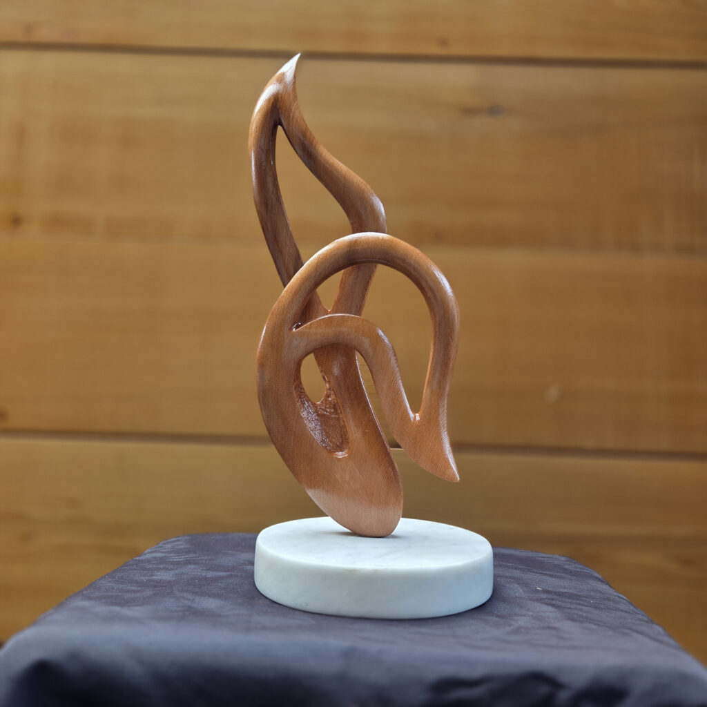 Lyrical Wood Sculptures in the Gallery, from Vancouver Island Red Cedar