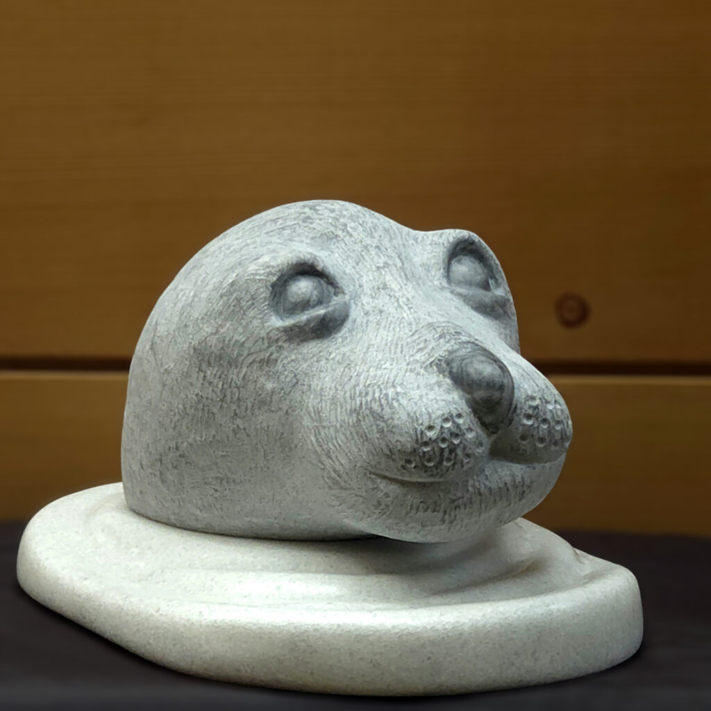 Stone Seal Head Sculptures in the gallery