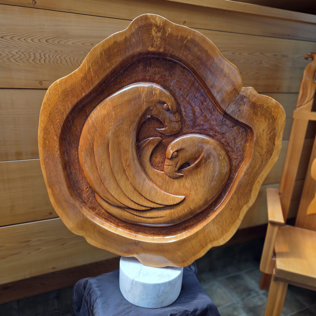 Vancouver Island Red Cedar Burl Wood Sculpture side 1. Fabulous 2 sided burl sculpture.