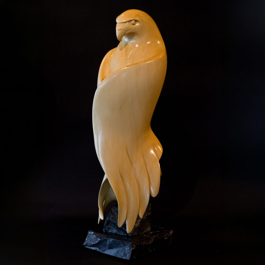 Standing Wood Eagle Sculpture