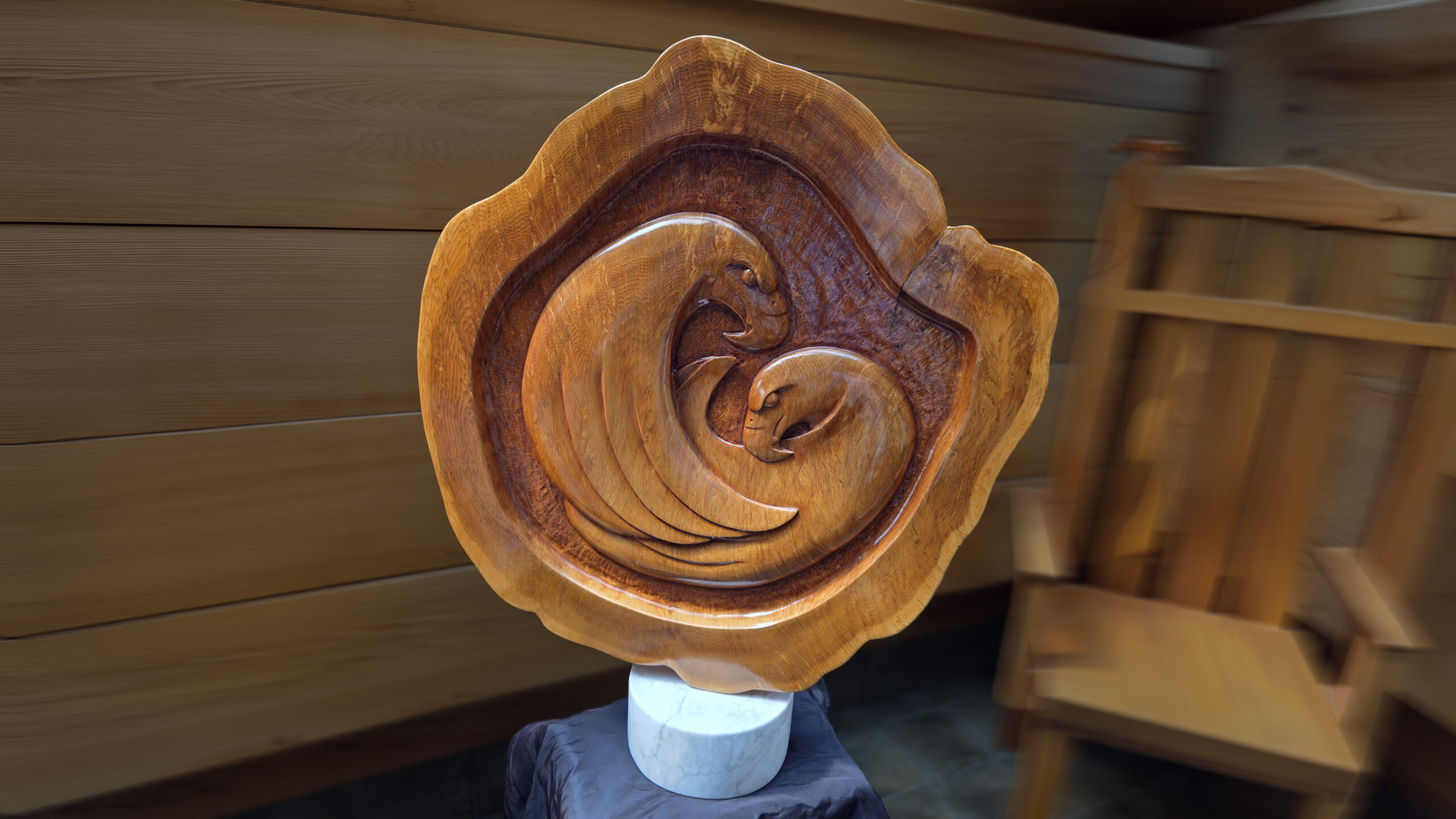 Wood Sculptures In The Gallery
