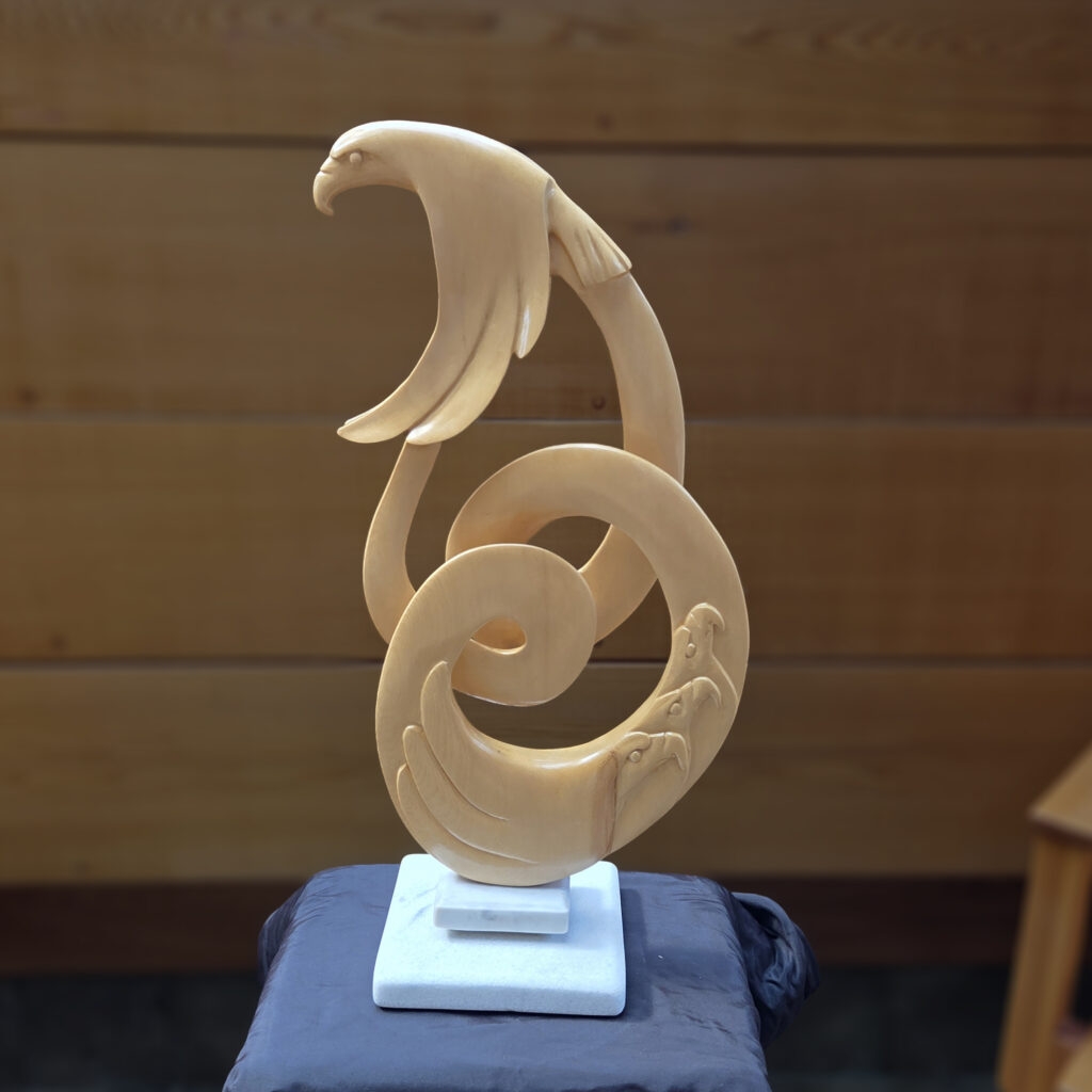 Lyrical Wood Sculptures in the Gallery, from Vancouver Island Yellow Cedar
