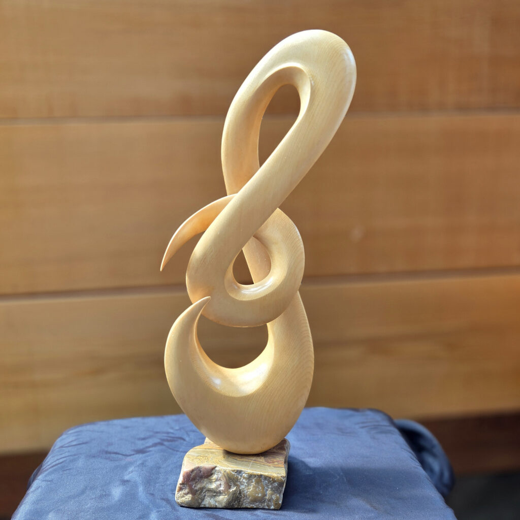 Lyrical Wood Sculptures in the Gallery, from Vancouver Island Yellow Cedar