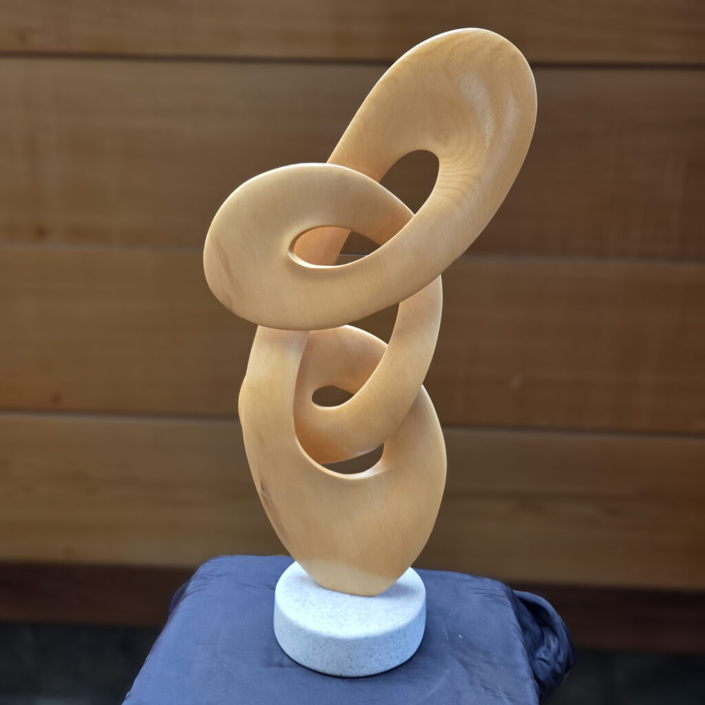 Lyrical Wood Sculptures in the Gallery, from Vancouver Island Yellow Cedar