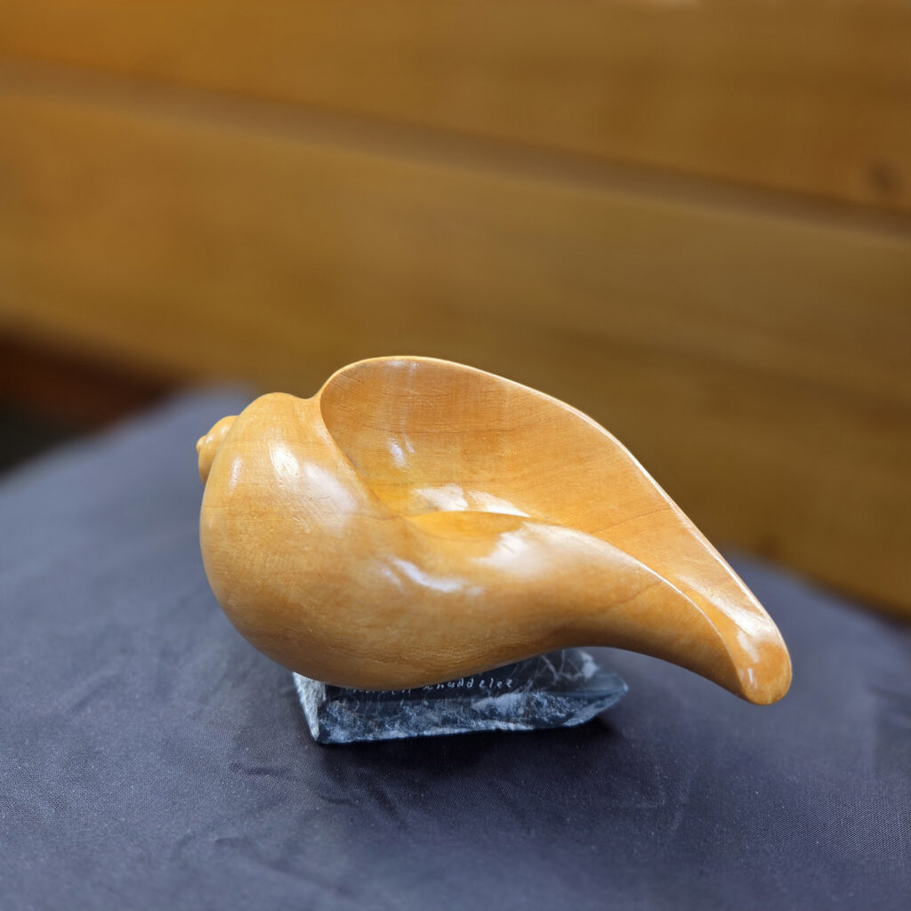 Shell Wood Sculptures in the Gallery, from Vancouver Island Yellow Cedar
