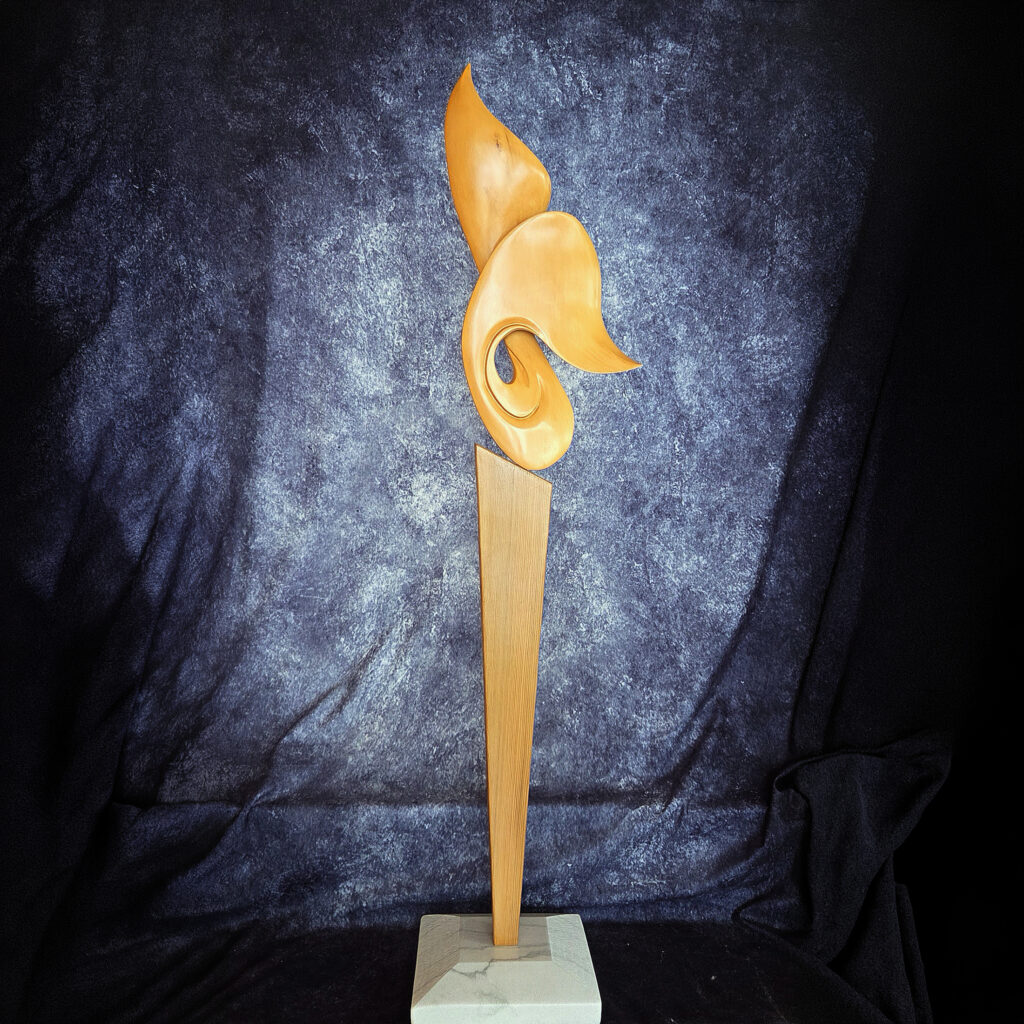 Whale Tail Wood Sculptures in the Gallery, from Vancouver Island Red and Yellow Cedar